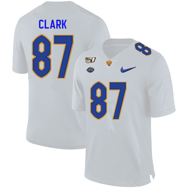 2019 Men #87 Chris Clark Pitt Panthers College Football Jerseys Sale-White